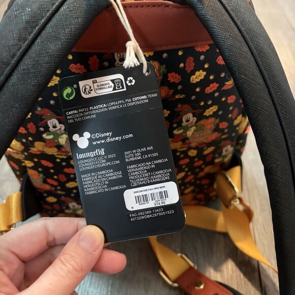 New Loungefly Disney Mickey Mouse and Friends Fall Leaves Mini Backpack Minnie main image 5